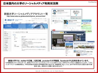 Confidential
ձڤδѧΥ`ǥ״r


ѧ`ǥһE
 http://www.soka.ac.jp/about/activity/sns_account.html




   ѧǤϡtwitterǎڈԇڈyoutubeǴѧӻfacebookǤäҊƤޤ
ѧvSߤȥƩ`ۥ`ʥץåȥե`Ϥǥߥ˥`֤ĤȤϡѧΥ֥Ϥؕפ⤿餷ޤһǡ
 󥿩`ͥåȤؤkŤϡضߤrEܤǤ뤿ᡢkŤˤäƤϡ䱾ѧ᤿Ҏؤk
                       ߤnkŤ줿؟Τ֤ޤ


                                        Copyright (C) MindFree Co.,Ltd. All Rights Reserved.           4
 