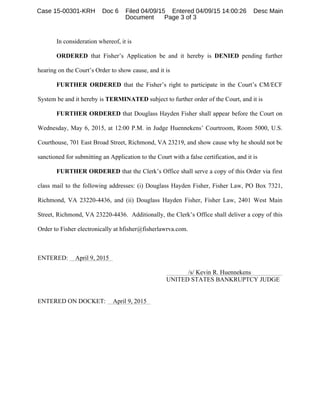 Show Cause Fisher US Bankruptcy Court | PDF