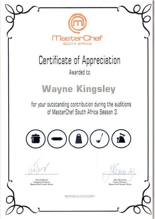 Wayne Kingsley Master Chef 3