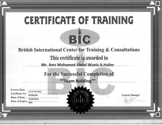 Team Building certificate