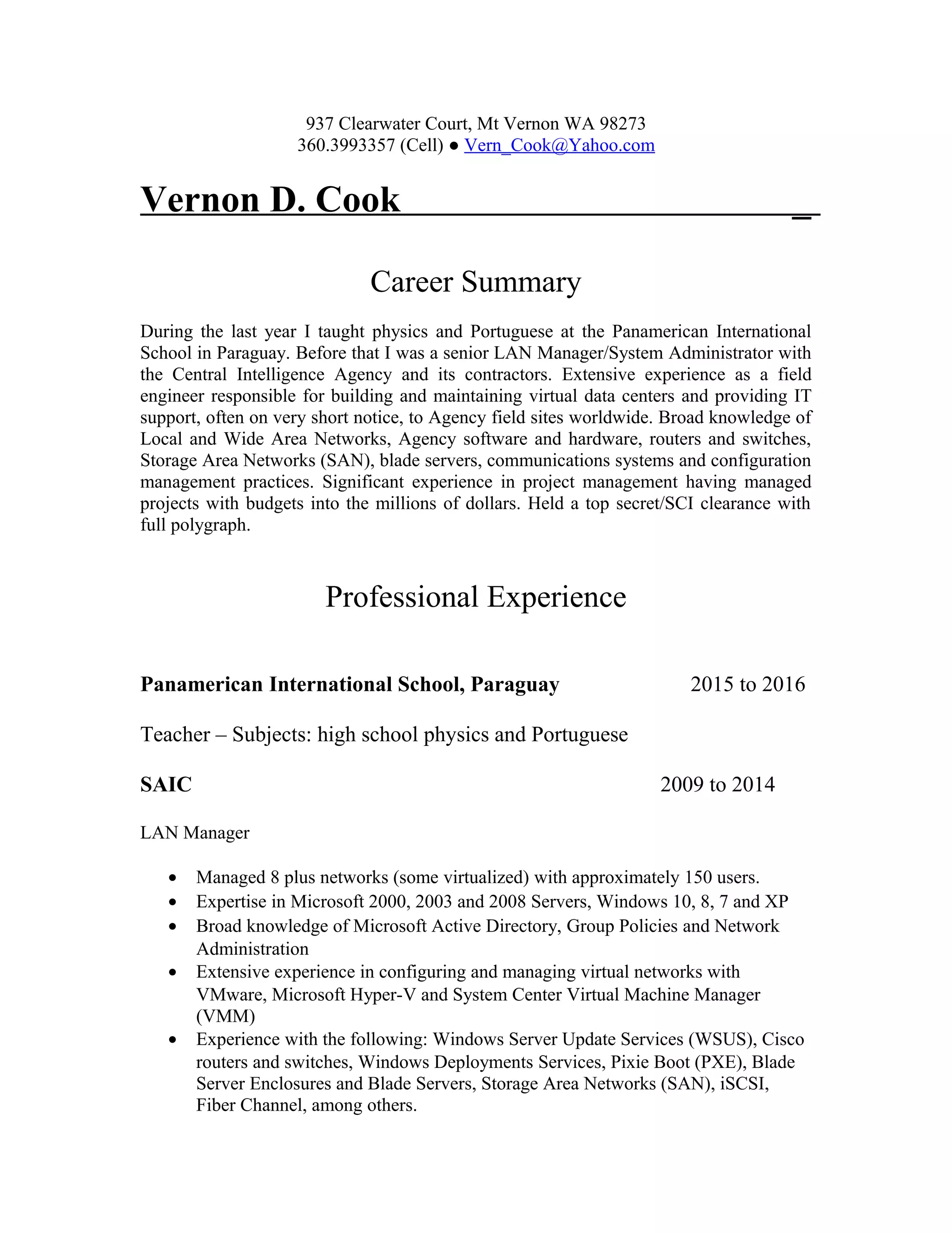 Vernon D. Cook | DOC