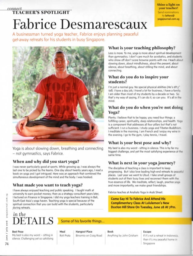 Yoga Journal Profile June 2016