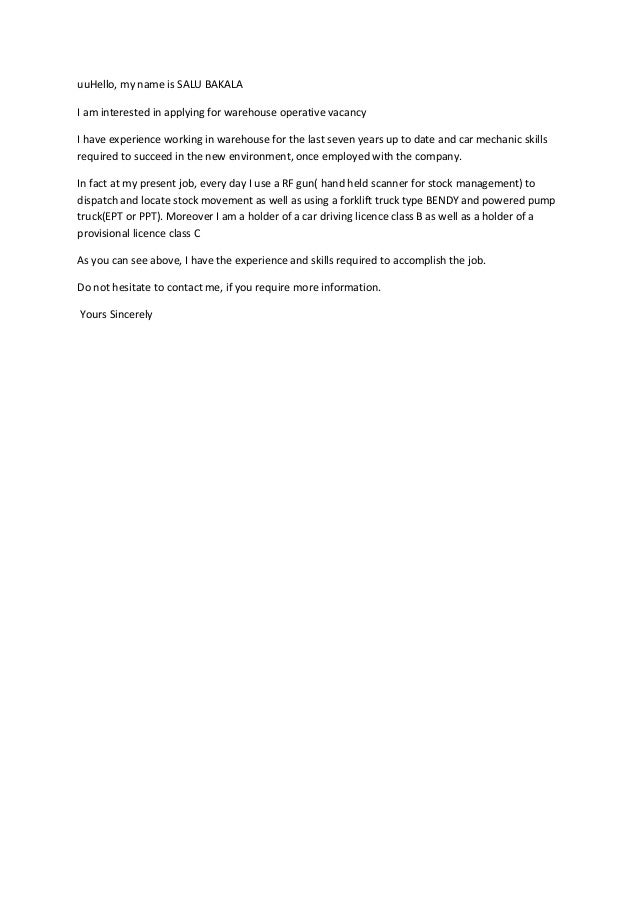 cover letter for warehouse operative cover letters for warehouse operative