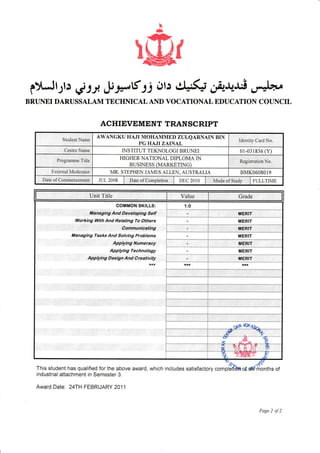 Education Transcript | PDF