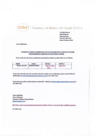 Gravett W Intermediate Paper 1 Results