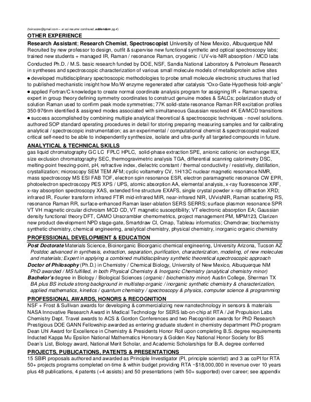 addendum to resumes