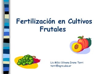 Fertilización en Cultivos
        Frutales



           Lic MSci Silvana Irene Torri
           torri@agro.uba.ar
 