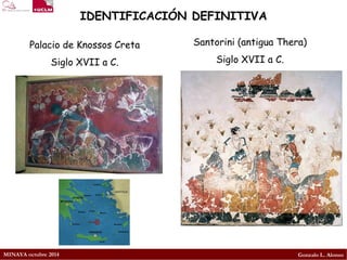 MINAYA octubre 2014 
Gonzalo L. Alonso 
IDENTIFICACIÓN DEFINITIVA 
Santorini (antigua Thera) 
Siglo XVII a C. 
Palacio de Knossos Creta 
Siglo XVII a C.  