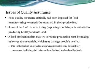 food quality assurance in technology livelihood education | PPTX