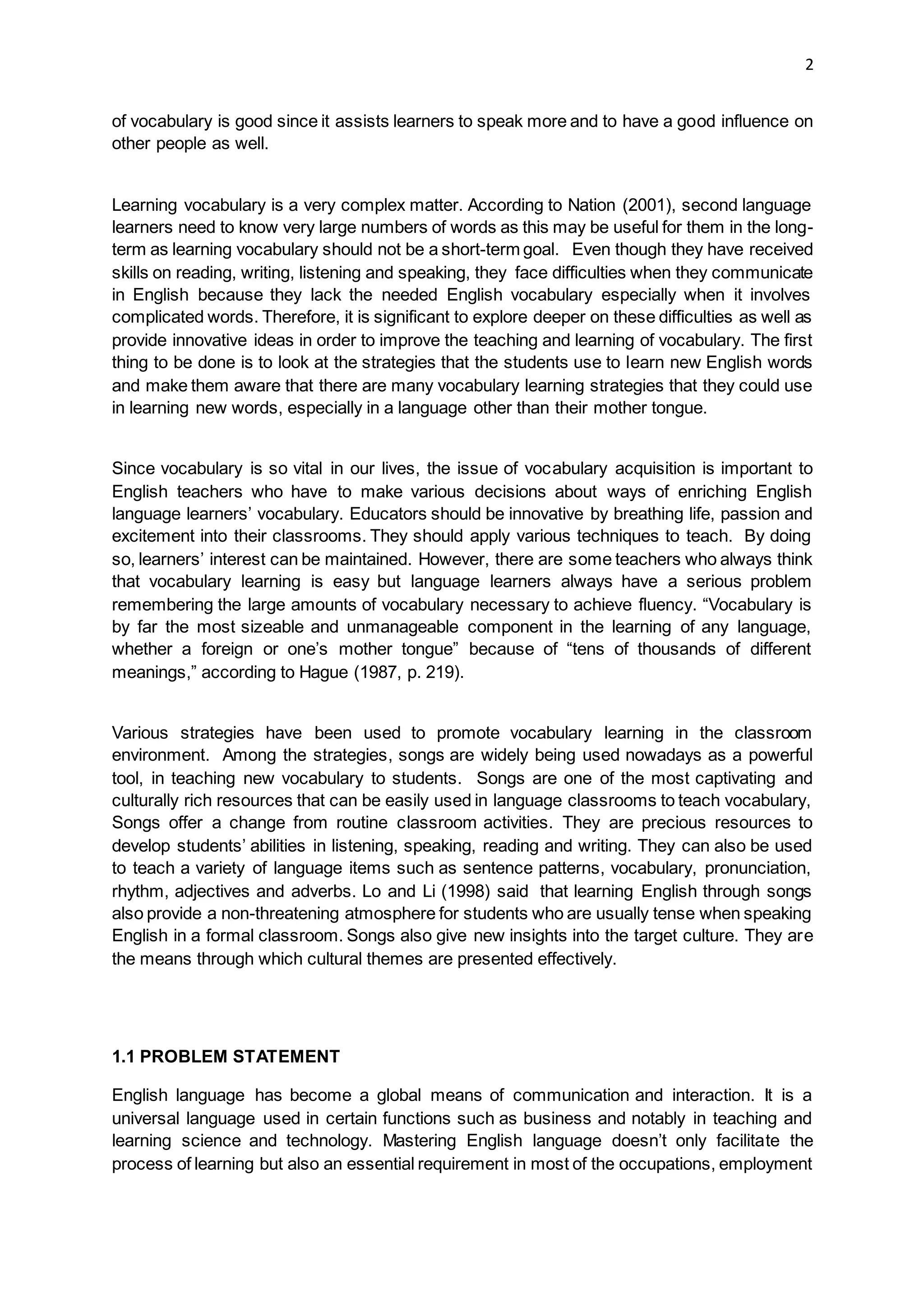 HEY! LET’S LEARN NEW WORDS: USING ENGLISH SONGS TO ENHANCE VOCABULARY ...