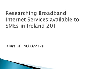 Researching Broadband Internet Services available to SMEs in Ireland 2011 Ciara Bell N00072721 