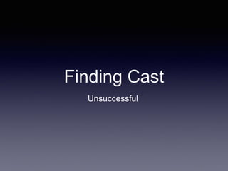Finding Cast
Unsuccessful
 