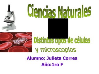Alumno: Julieta Correa Año:1ro F Ciencias Naturales Distintos tipos de células y microscopios 