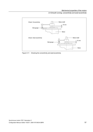 Mechanical properties of the motors
3.5 Smooth running, concentricity and axial eccentricity
Synchronous motors 1FK7, Generation 2
Configuration Manual, Edition 10/2011, 6SN1197-0AD16-0BP4 57
Figure 3-11 Checking the concentricity and axial eccentricity
 