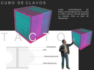C U B O  D E  C L A V O S T  A  C  T  O CUBO CONTENEDOR DE BARILLAS MOVIBLES DE UN LADO A OTRO, CON EL FIN DE MARCAR LA FIGURA CON LA QUE SE PRESIONA. CONTENEDOR TOPE PERFILES METALICOS TOPES INDIVIDUALES 