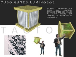 C U B O  G A S E S  L U M I N O S O S SISTEMA CONFORMADO POR TUBOS QUE CONTIENEN DIVERSOS GASES, LOS CUALES AL TACTO (CALOR), SON CAPACES DE MUTAR EN SU COLORACION T  A  C  T  O 
