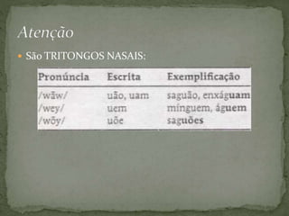  São TRITONGOS NASAIS:
 