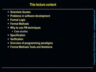 #1 formal methods – introduction for software engineering | PPTX