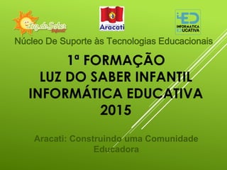 1ª FORMAÇÃO
LUZ DO SABER INFANTIL
INFORMÁTICA EDUCATIVA
2015
Aracati: Construindo uma Comunidade
Educadora
Núcleo De Suporte às Tecnologias Educacionais
 