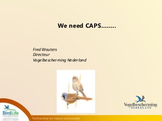 We need CAPS…….. 
Fred Wouters 
Directeur 
Vogelbescherming Nederland 
 