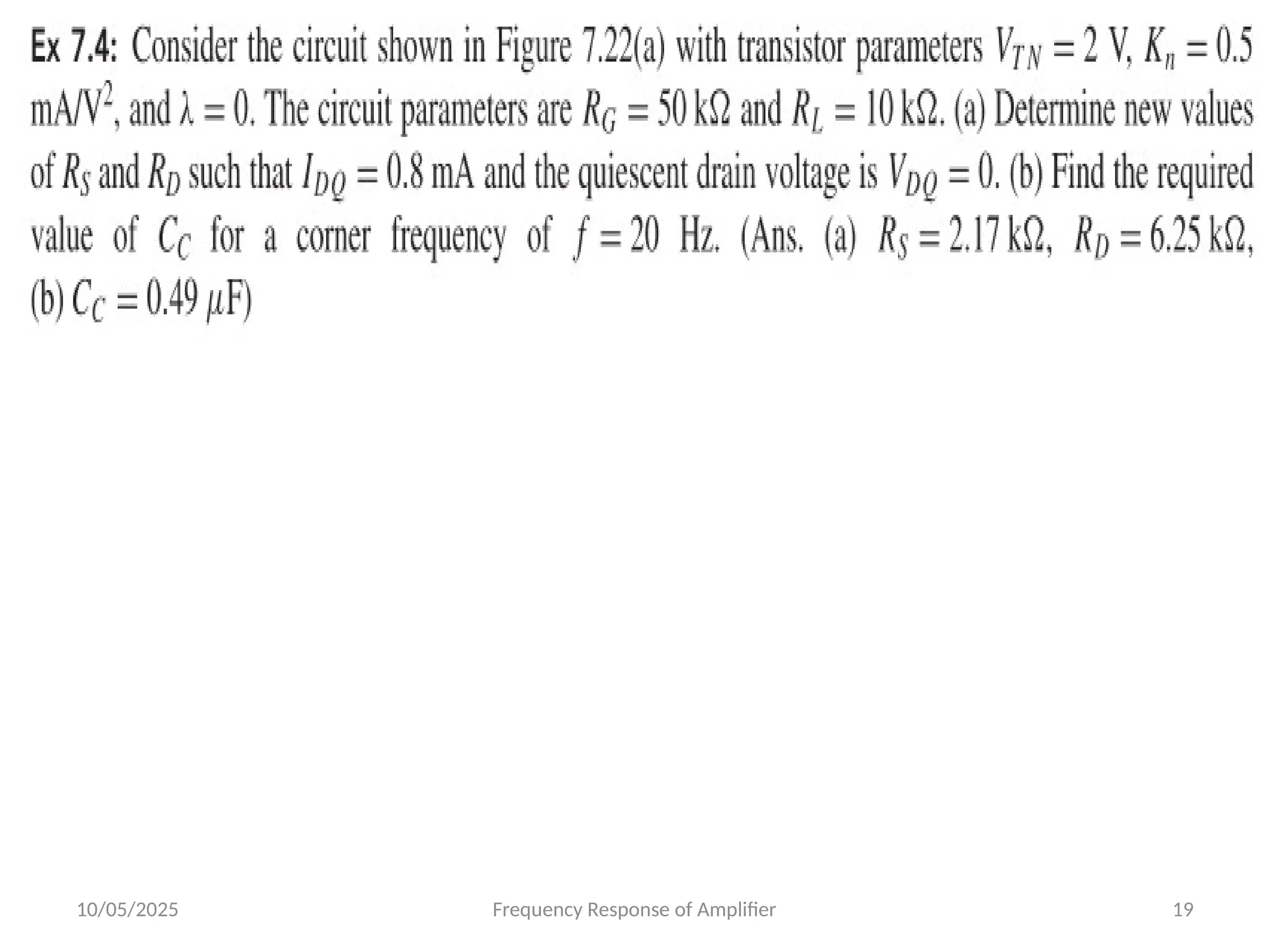 10/05/2025 Frequency Response of Amplifier 19
 