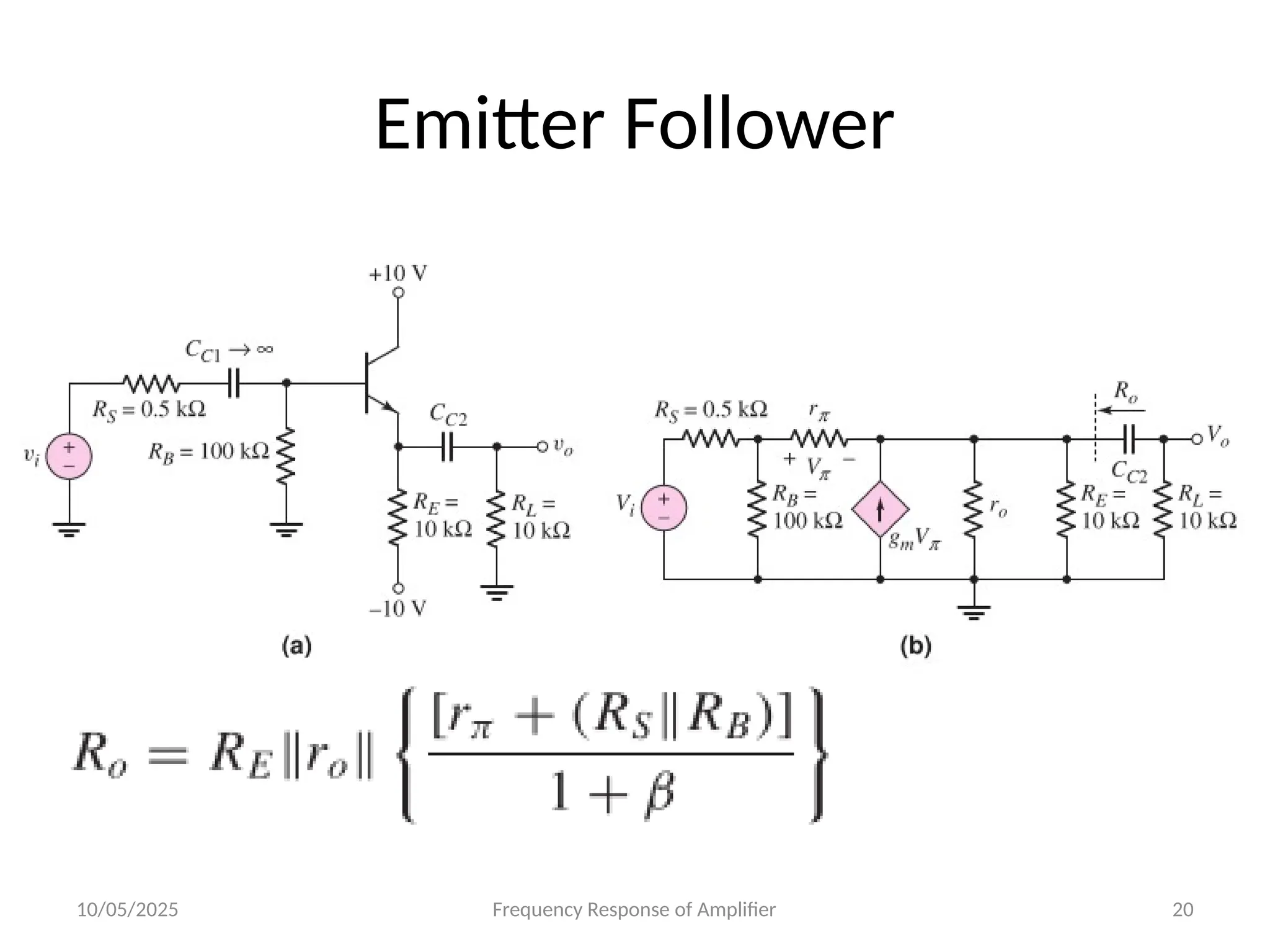 10/05/2025 Frequency Response of Amplifier 20
Emitter Follower
 