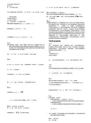 150 volt s
        a 60 s

                                                            F = k á x= FRc s k á 0,04 = 48 ∴ k = 1.200 N/m
x10 s
x= 25 volt s
          a



Se cadavoltatem = 2π          ⋅ R s  = 2π á 0,30 = 0,6π   23. 540 km/h= 150 m/s
                                                            No pontomaisbaixodatra e ó
                                                                                  j t ria:N = P + FRc

   m, então:                                                N = m á gvR+s a2 = 80 á 101503000 +
                                                                         bix                 2        ()8á 1s N =
                                                                                                       (0 .
                                                                                                        )
1 volta 0,6π                                                    1.400 N
25 volta y
         s
y= 15,0π m= 1.500π cm                                       24. b
                                                            Aumen ando o número de volt s para dado
                                                                  t                          a
10. a)Mesmodisco: ω 1 = ω 2 s ωω12 = 1
                                                              interv lo de tem
                                                                     a          po, a velocidade angular


            1553= ⋅⋅= = ω ω
                                                              aumen a. E,
                                                                     t        como o      raio  perm ec
                                                                                                     an e
                                                              constan e, a velocidade escal r tamb m
                                                                       t                        a       é
b)vvrr121122                                                  aumen a. Nesse caso, temos acel r
                                                                     t                             e ação
                                                              centr p t e acel r
                                                                    í e a        e ação tangencial. I so
                                                                                                       s
                                                              significadizerque a forçaresu t n e
                                                                                              l a t possui
                                                              um component centr p t responsáve por
                                                                             e      í e o,           l

                       1553= ⋅⋅= = ω ω
                                                              mant r a
                                                                   e        tra e ó
                                                                               j t ria circular, e     um
c)aarrcent.cent. 2
               1 121222                                       component tangencia
                                                                          e           l, responsáve pelo
                                                                                                   l
                                                              aumen davelocidade.
                                                                     to

                                                                Tarefa proposta
11. d                                                           1. b
Observe que, em uma volt  a compl te a, a
                                                                Os  pontos do       prato do   toca- iscos
                                                                                                    d
  diferençade percursoentreos raios1 e 8 é
                                                                compl t m uma volt em tem
                                                                     e a                a       pos iguais,
  igualao comprim tode umacircunfe
                   en              rência
                                                                portanto   possue   m    mes a
                                                                                            m   velocidade
  deraio 8,0 m. Assim:
                                                                angular.Assim:ω 1 = ω 2


Δs = 2 á π á R = 2 ⋅ 3,14 ⋅ 8 s Δs = 50,24 m
                                                                2. c
                                                                3 pingos2 s
                                                                x86.400 s



                                                                x = 129.600 pingos = 1,3 ⋅ 105 pingos ∴ OG =
12. e


f á RA = f ⋅ RC s f ⋅ 10 = 180060. ⋅ 90 s f = 270 Hz
 A        C        A                       A                    105
                                                                3. b
                                                                O per o derotaçãodaTerra 24 h. Assim:
                                                                     í do               é
f = f = 270 Hz


                                                                ω = 2224ππT= ⋅
 A   B




Sendov = 2 ⋅ π ⋅ RB ⋅ f , temos:
                                                                                 s ω = π12 rad/h
      B                B




                                                                4. a

v = 2 ⋅ π ⋅ 20 ⋅ 270 s v = 10.800π cm/s
                                                                Na figura,temos:θ 0 = 60° =    π3 = rad
 B                      B
                                                                A velocidade angularé: ω = 243200π.          sω =
                                                                π21600. rad/s


                                                                                       ⋅ ts θ = π3 + π21600. ⋅ t
21. d


     cent.cent. ⋅=   ⋅⋅⋅( ⋅−
                                                                Portanto:θ = θ 0 + ω
FmvRF         =          )
                                                               5. d

                                    ⋅− 72108,
                                                            • 120 rpm= 2 rps
                                                                  Portanto:f= 2 Hz e T = 0,5 s
          910210510 Fcent. =
   −2316211        ssss  N
                                                                  • A velocidadeangularé a mes aparaas
                                                                                               m
                                                                  duasmass s.
                                                                            a
                                                                  • A velocidadelineardependedo raio: v =



                                                                    2π ⋅ R ⋅ f
22. r = 24 cm= 0,24 m
v = ω á r = 10 á 0,24 = 2,4 m/s



Fmvr N= ⋅=
    Rc        ⋅() 2222402448,,
                =
                                                            •   As duas possue m acel r
                                                                                     e ação centr p t
                                                                                                 í e a
                                                                 diferen e
                                                                        t dezero.


                                                                6. R = 20 cm
                                                                d = 24π m
 