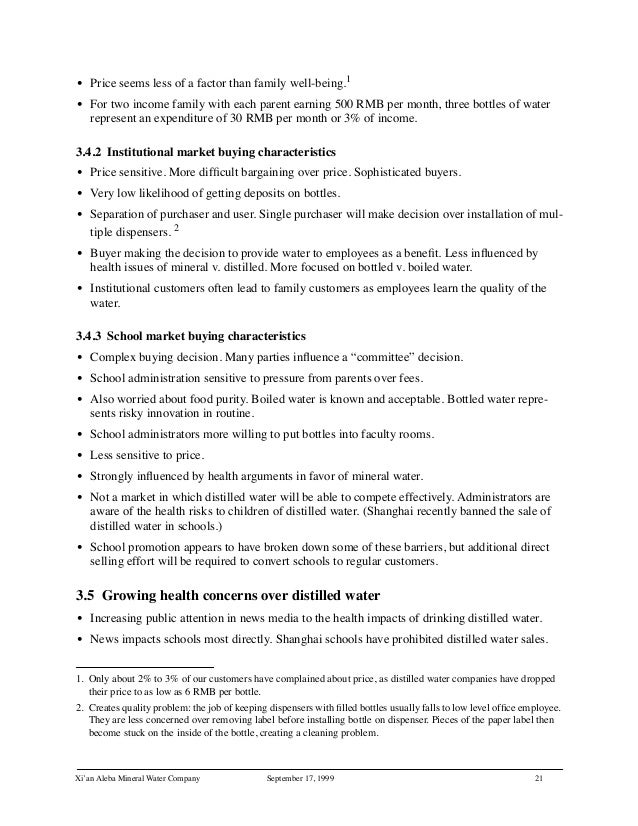 Distilled water business plan