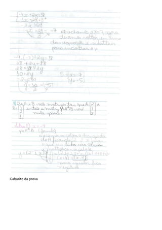 Gabarito da prova
 
