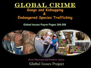 Global Crime
Gangs and Kidnapping
&
Endangered Species Trafficking
Global Issues Payne Pages 264-266
Brian Hayward and Frederic Apiou
Global Issues Project
 