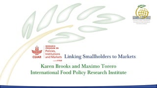 Linking Smallholders to Markets
     Karen Brooks and Maximo Torero
International Food Policy Research Institute
 