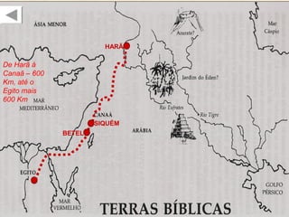 Ur dos Caldeus.
Depois da confusão das línguas em Babel, e da resultante
formação e dispersão das nações, os caldeus, um povo
semita, fundaram importantes cidades na região da
Mesopotâmia (significa “entre os rios”: Tigre e Eufrates),
hoje Irã e Iraque.
Termina a história inicial da humanidade.
Abrão, com75 anos, vivia na cidade de Ur, era casado com
Sarai (65 anos, estéril, sua meio irmã por parte do pai –
11.26-29;20.12), filho de Terá, um idólatra (Js 24.2), duma
família bem de vida, é chamado para formar o povo que
revelaria o plano divino ao mundo.
Começa agora a história da Redenção.
41
 