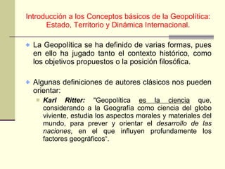 Introducción a los Conceptos básicos de la Geopolítica | PPT