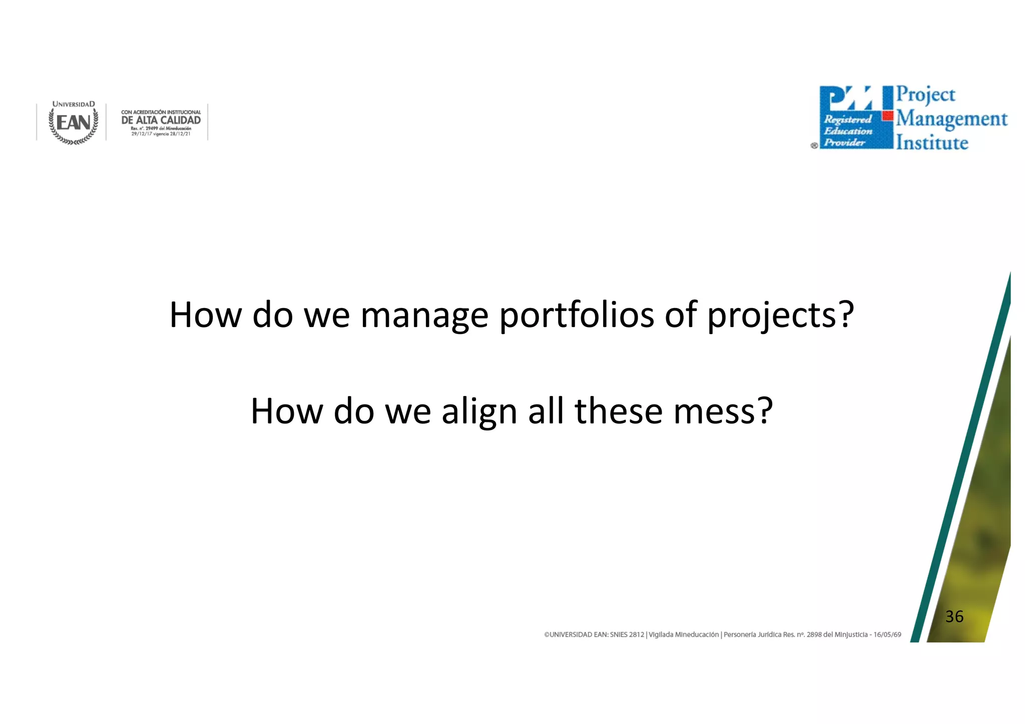 36
How do we manage portfolios of projects?
How do we align all these mess?
 