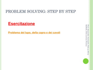 PROBLEM SOLVING: STEP BY STEP Esercitazione Problema del lupo, della capra e dei cavoli Prof. Alessandro Antonietti, Dott.sa Silvia Raffaldi, Dott.Lorenzo Fiorina 