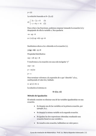 ECUACIONES Matemática para ingreso a contabilidad / administración   lectura  4