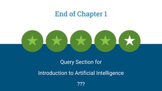 End of Chapter 1
Query Section for
Introduction to Artificial Intelligence
???
 