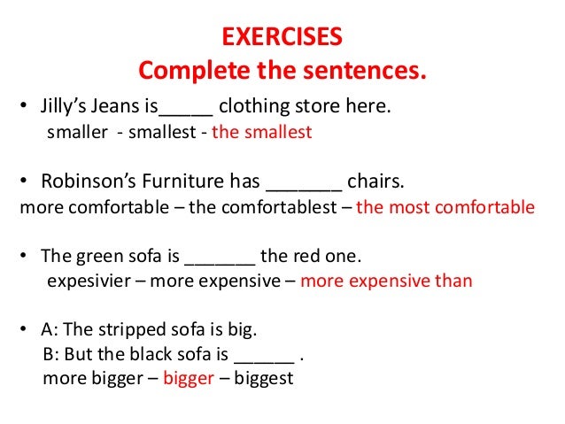 Resultado de imagen para exercises adjectives COMPARATIVES