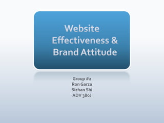 Website Effectiveness & Brand Attitude Group #2 Ron Garza Sizhan Shi ADV 380J 