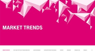 Group STRATEGY Cost and Portfolio Transformation Lead in business Superior Production Model Europe Germany T-Mobile USA Finance
Market trends
10
 