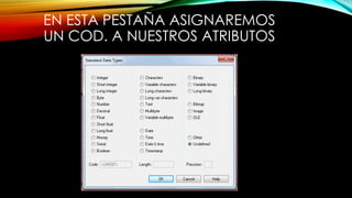 EN ESTA PESTAÑA ASIGNAREMOS
UN COD. A NUESTROS ATRIBUTOS
 
