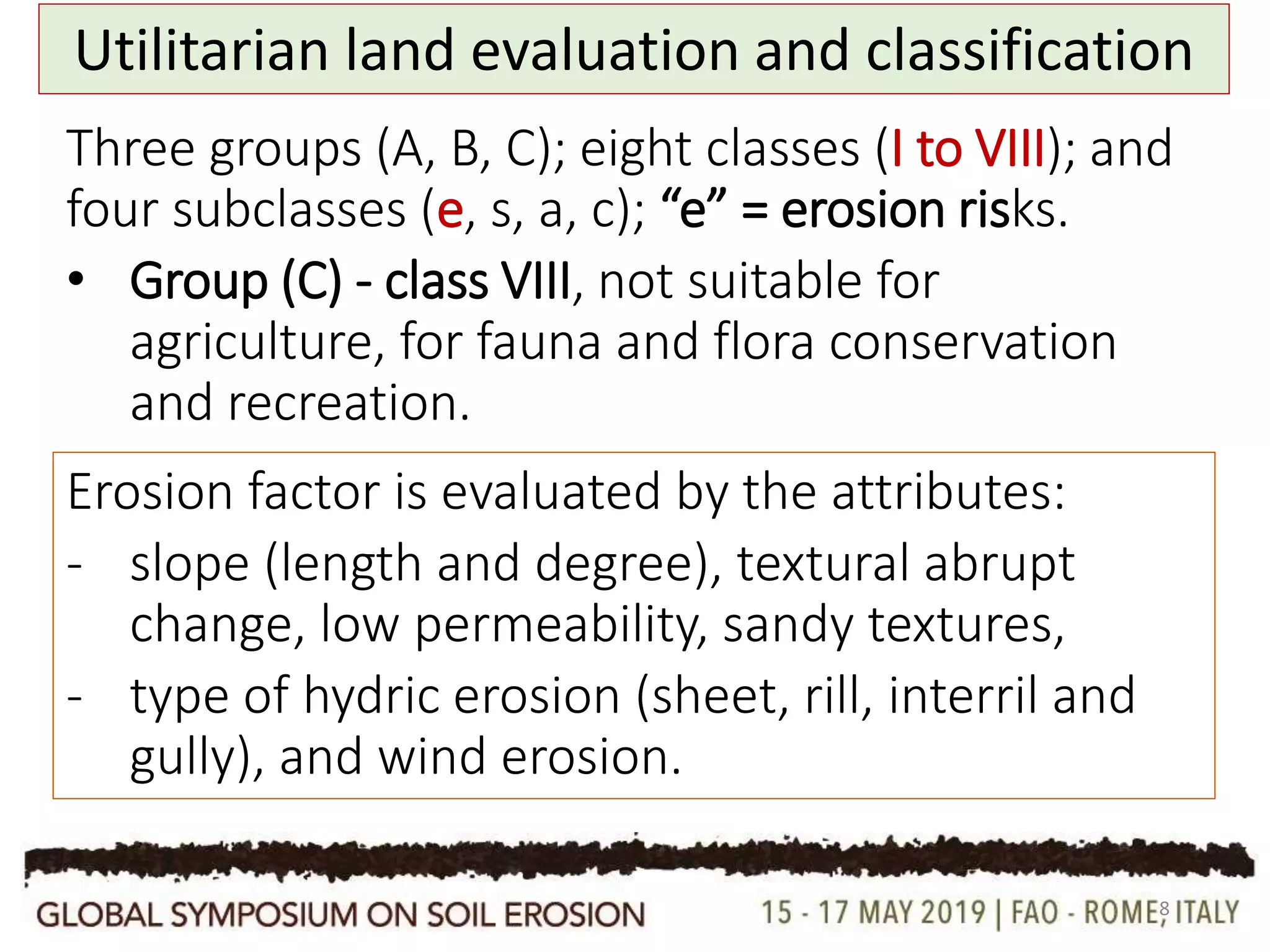 How is soil erosion evaluated in the land capability systems used in ...