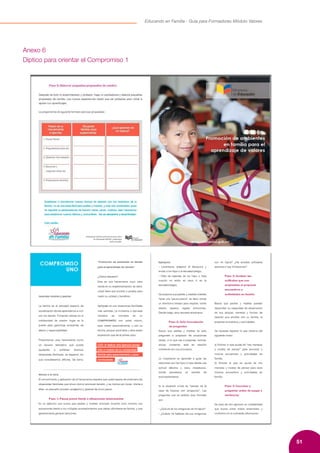 51
Educando en Familia - Guía para Formadores Módulo Valores
Anexo 6
Díptico para orientar el Compromiso 1
 