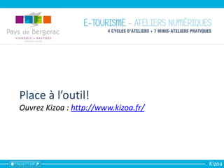LES REGLES POUR CRÉER UN BON DIAPORAMA
Photos
• Bonne résolution
• Bon cadrage
• Format identique (portrait
ou paysage pas les 2)
• Luminosité/contraste
Paramétrage
• Limiter le nombre de
transitions différentes
• Le rythme de la musique
doit correspondre au
défilement des images
• Thème de la musique en
accord avec les photos
• Attention au temps de
défilement des photos et à
la durée des transitions
Kizoa
 