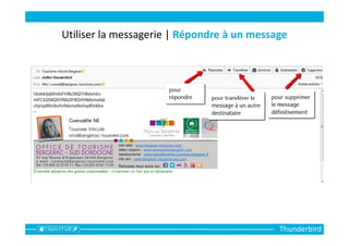 Thunderbird
Utiliser la messagerie | Répondre à un message
 