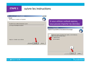 Thunderbird
suivre les instructions
Si vous utilisiez outlook express,
vous pouvez importer les données
 