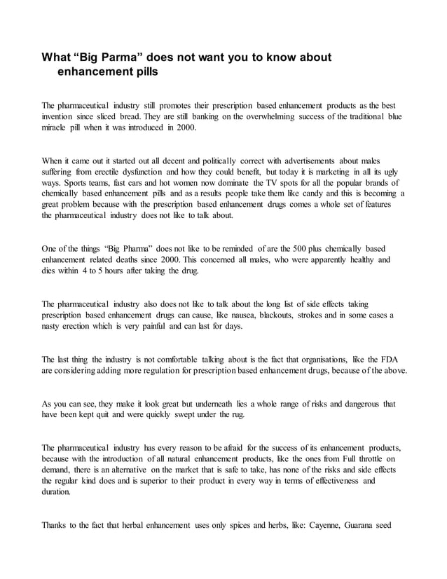 What big parma does not want you to know about enhancement pills PDF