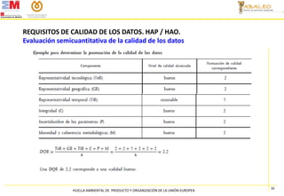 REQUISITOS DE CALIDAD DE LOS DATOS. HAP / HAO.
Evaluación semicuantitativa de la calidad de los datos

HUELLA AMBIENTAL DE...