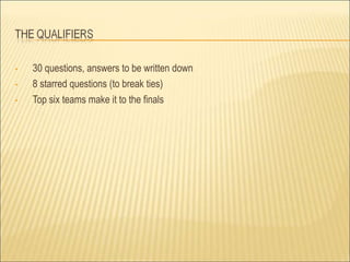 30 questions, answers to be written down