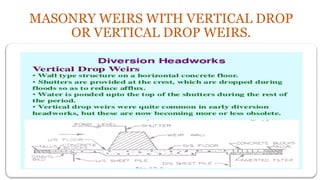 MASONRY WEIRS WITH VERTICAL DROP
OR VERTICAL DROP WEIRS.
 